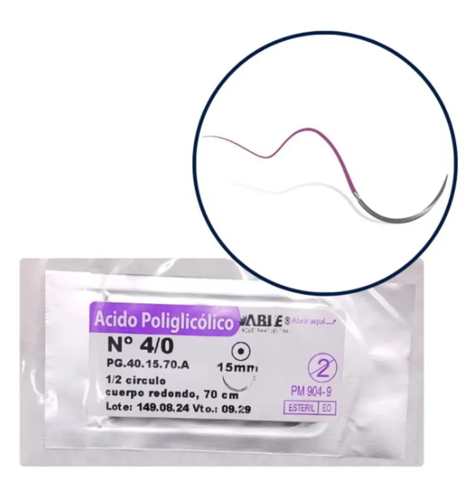[8797] ACIDO POLIGLIC Nº 4/0 1/2 CIRCULO 15 MM COD. 221040 PUNTA REDONDA