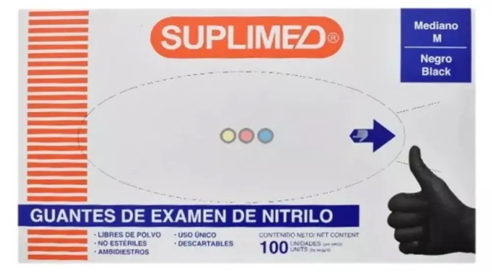 GUANTE NITRILO M X 100 UNIDADES NEGRO