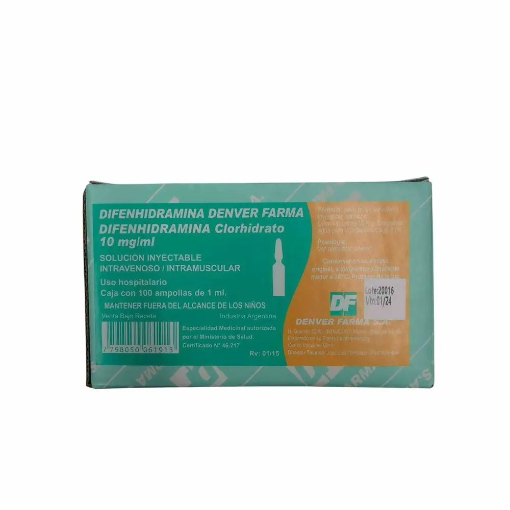 [714] DIFENHIDRAMINA 10MG/1ML  X 1 AMP  - I M, I V - DENVER - C5