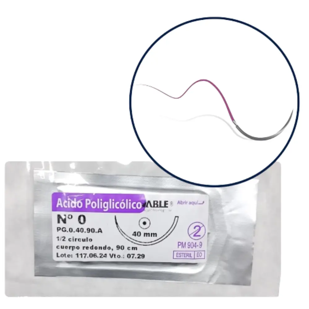 [11588] ACIDO POLIGLICOLICO - VICRYL - Nº 0 70 CM 1/2 CIRCULO 40 MM X UNIDAD