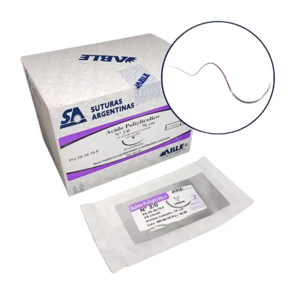 [18347] ACIDO POLIGLICOLICO - VICRYL - Nº 2/0 70 CM 3/8 CIRCULO 30 MM X UNIDAD