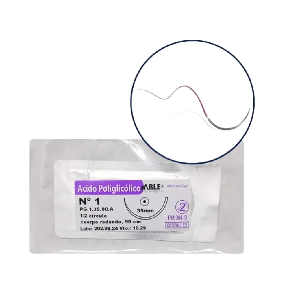 [19480] ACIDO POLIGLICOLICO - VICRYL - Nº 1 90 CM 1/2 CIRCULO 35 MM X UNIDAD