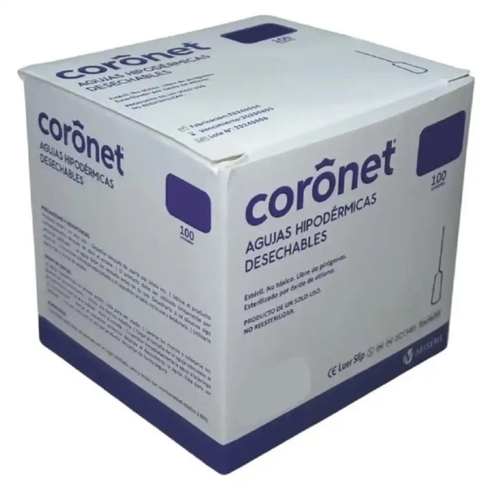 [20021] AGUJA DESCARTABLE 40/12 (18G X 1 1/2´)- X 100 UNIDADES. CORONET